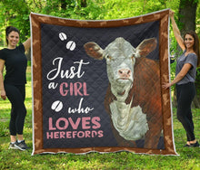 Load image into Gallery viewer, just a girl who loves herefords quilt blanket