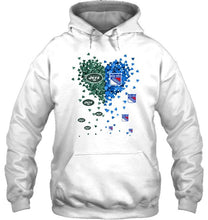 Load image into Gallery viewer, New York Jets and New York Rangers tiny hearts shaped fan shirt