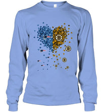 Load image into Gallery viewer, New England Patriots and Boston Bruins tiny hearts shaped fan shirt
