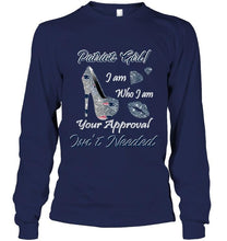Load image into Gallery viewer, New England Patriots girl i am who i am your approval isn't needed high heel lips diamond glitter pattern t shirt