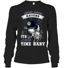 Load image into Gallery viewer, Listen haters It's Winnipeg Jets time baby jack skellington halloween shirt