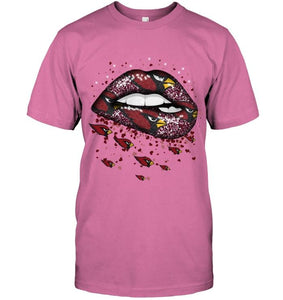 Arizona Cardinals heart glitter pattern lips shirt