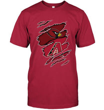 Load image into Gallery viewer, Arizona Cardinals and Arizona Diamondbacks layer under ripped shirt