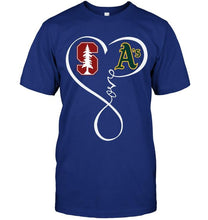 Load image into Gallery viewer, Stanford Cardinal Oakland Athletics love heart shirt
