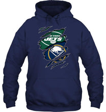 Load image into Gallery viewer, New York Jets and Buffalo Sabres layer under ripped shirt