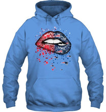 Load image into Gallery viewer, New England Patriots and Boston Red Sox glitter pattern sexy lips t shirt