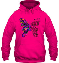Load image into Gallery viewer, Lupus journey i never planned i choose to love life hate disease &amp; fight butterfly ribbon shirt