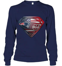 Load image into Gallery viewer, New England Patriots and UMass Minutemens superman american flag layer shirt