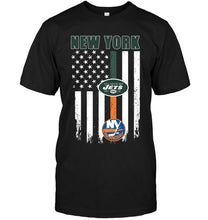 Load image into Gallery viewer, New York New York Jets New york Islanders american flag shirt
