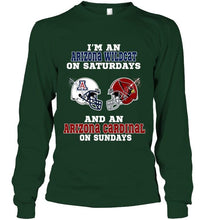 Load image into Gallery viewer, I'm Arizona Wildcat on saturdays and Arizona Cardinal on sundays shirt