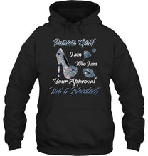 Load image into Gallery viewer, New England Patriots girl i am who i am your approval isn't needed high heel lips diamond glitter pattern t shirt