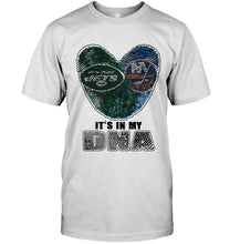 Load image into Gallery viewer, New York Jets and New York Islanders it's my dna love fingerprints shirt