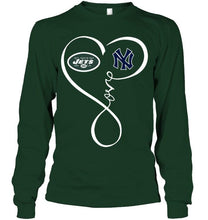 Load image into Gallery viewer, New York Jets New York Yankees love heart shirt