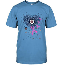Load image into Gallery viewer, Winnipeg Jets tiny heart love shaped br east cancer shirt