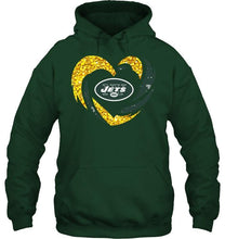 Load image into Gallery viewer, New York Jets heart love golden glitter pattern hurricane shirt
