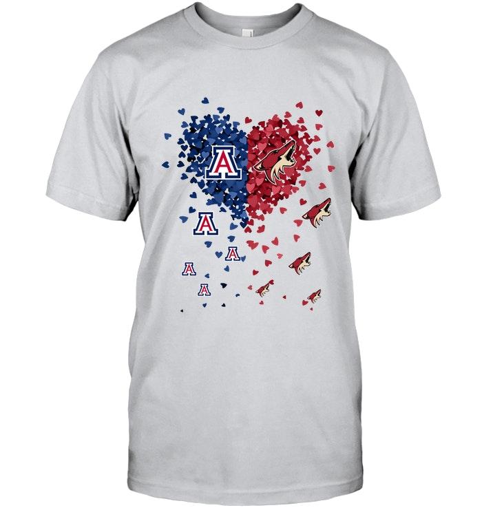 Arizona Wildcats Patriots and Arizona Coyotes tiny hearts shaped fan shirt