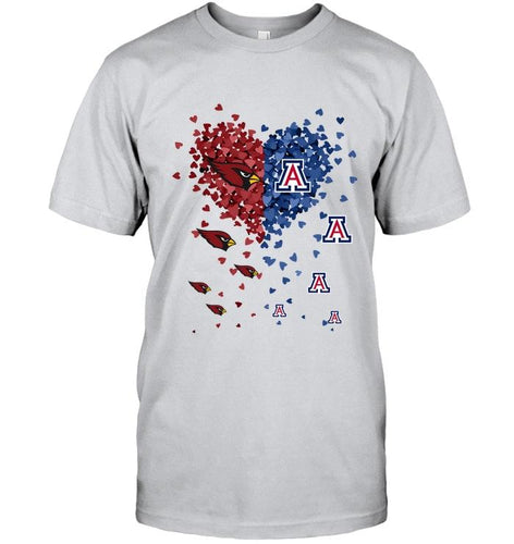 Arizona Cardinals Patriots and Arizona Wildcats tiny hearts shaped fan shirt