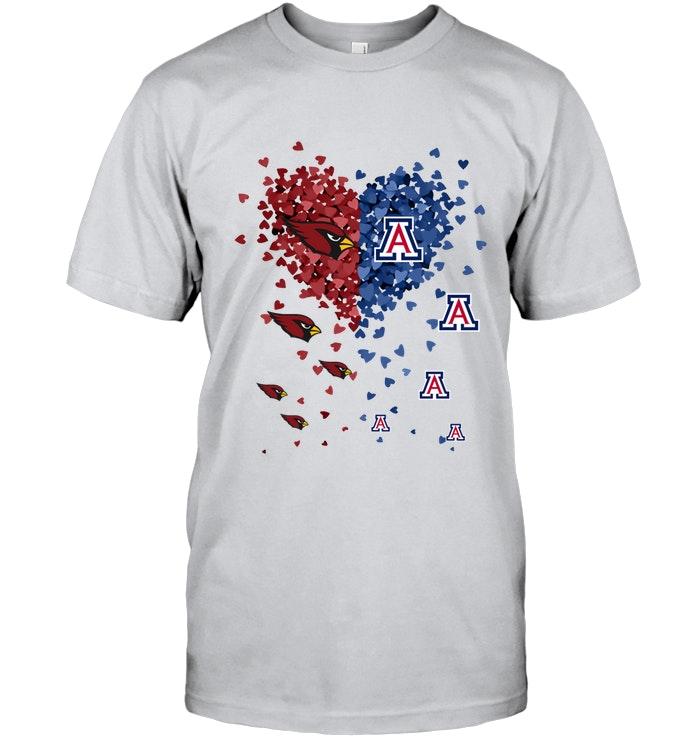 Arizona Cardinals Patriots and Arizona Wildcats tiny hearts shaped fan shirt