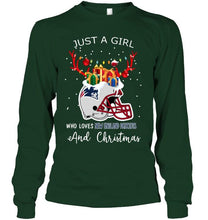 Load image into Gallery viewer, Just a girl who love New England Patriots and christmas fan shirt