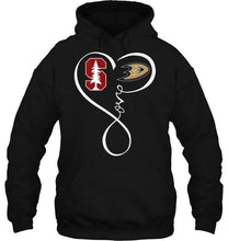 Load image into Gallery viewer, Stanford Cardinal Anaheim Ducks love heart shirt