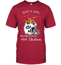 Load image into Gallery viewer, Just a girl who love New York Jets and christmas fan shirt