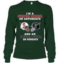 Load image into Gallery viewer, I'm Stanford Cardinal on saturdays and Oakland Raider on sundays shirt