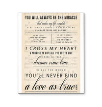 Load image into Gallery viewer, George Strait I Cross My Heart Lyric You'll never find a love as mine lyric canvas