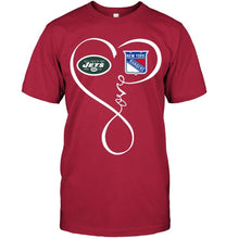 Load image into Gallery viewer, New York Jets New York Rangers love heart shirt