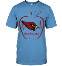 Load image into Gallery viewer, Arizona Cardinals heartbeat teacher apple shirt