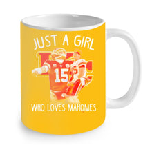 Load image into Gallery viewer, Kansas City Chiefs Just a girl who loves Mahomes shirt by Moteefes store Mug