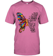 Load image into Gallery viewer, Multiple Sclerosis journey i never planned i choose to love life hate disease &amp; fight butterfly ribbon shirt