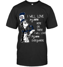 Load image into Gallery viewer, I will love my Winnipeg Jets here or there love everywhere the cat fan simpson shirt