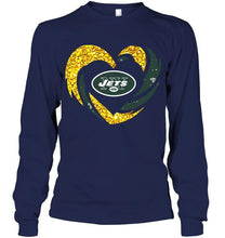 Load image into Gallery viewer, New York Jets heart love golden glitter pattern hurricane shirt