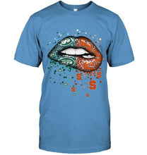 Load image into Gallery viewer, New York Jets and Syracuse Orange glitter pattern sexy lips t shirt