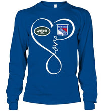 Load image into Gallery viewer, New York Jets New York Rangers love heart shirt
