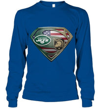 Load image into Gallery viewer, New York Jets and Army Black Knights superman american flag layer shirt
