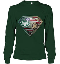 Load image into Gallery viewer, New York Jets and Army Black Knights superman american flag layer shirt