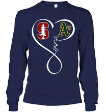 Load image into Gallery viewer, Stanford Cardinal Oakland Athletics love heart shirt