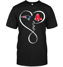 Load image into Gallery viewer, New England Patriots Boston Red Sox love heart shirt