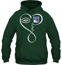 Load image into Gallery viewer, New York Jets New York Rangers love heart shirt