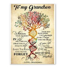 Load image into Gallery viewer, Grandma to grandson Wherever your journey You are my sunshine DNA tree poster