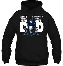 Load image into Gallery viewer, Winnipeg Jets Dad son's first hero daughter's first love shirt
