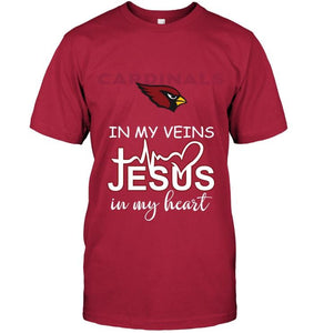 Arizona Cardinals in my veins jesus in my heart shirt