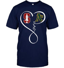 Load image into Gallery viewer, Stanford Cardinal Oakland Athletics love heart shirt