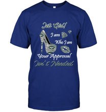 Load image into Gallery viewer, New York Jets girl i am who i am your approval isn't needed high heel lips diamond glitter pattern t shirt