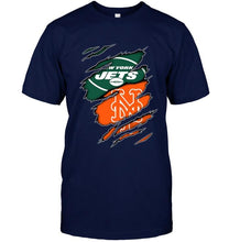 Load image into Gallery viewer, New York Jets and New York Mets layer under ripped shirt