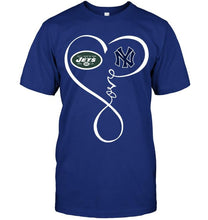 Load image into Gallery viewer, New York Jets New York Yankees love heart shirt