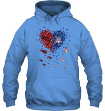 Load image into Gallery viewer, Arizona Cardinals Patriots and Arizona Wildcats tiny hearts shaped fan shirt