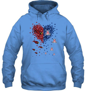 Arizona Cardinals Patriots and Arizona Wildcats tiny hearts shaped fan shirt