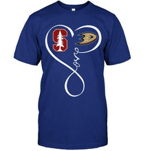 Load image into Gallery viewer, Stanford Cardinal Anaheim Ducks love heart shirt